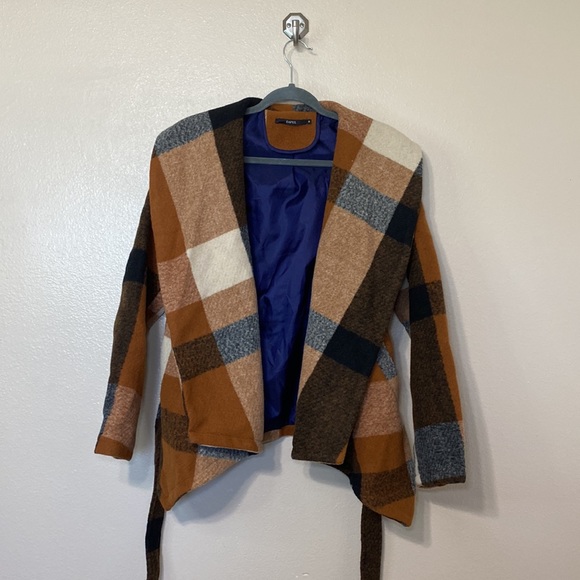 NWOT - ZAFUL - BELTED WOOL BLEND PLAID PEA COAT - Picture 10 of 16